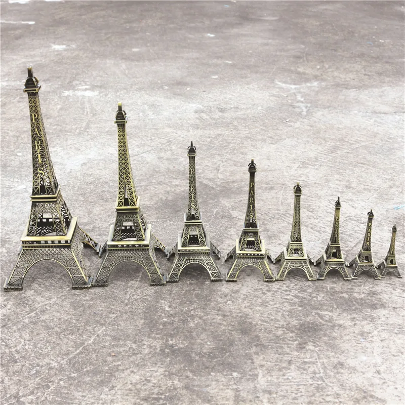 8cm-18cm Vintage Metal Paris Eiffe Iron Tower Bronze Style Figurines Craft Retro Antique Model Home Desk Decor Ornament Gift