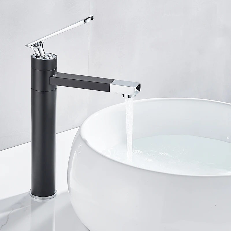 Quyanre черный, белый кран для раковины, 360 Вращающийся кран для ванной комнаты, Одноручный смеситель горячей и холодной воды, кран для ванной комнаты