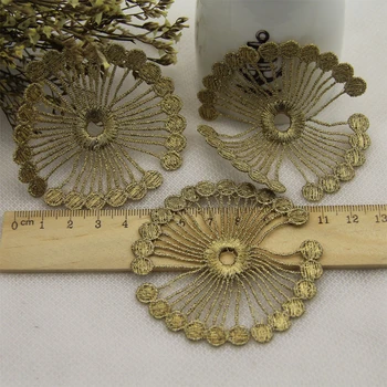 

20 pcs gold embroidery flower patches lace applique wedding dress accessories fabric 68MM*68MM LP-JA13