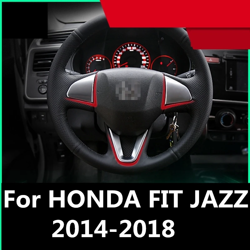 Для HONDA FIT JAZZ 2014-18 пластиковая наклейка накладка на руль декоративная рамку