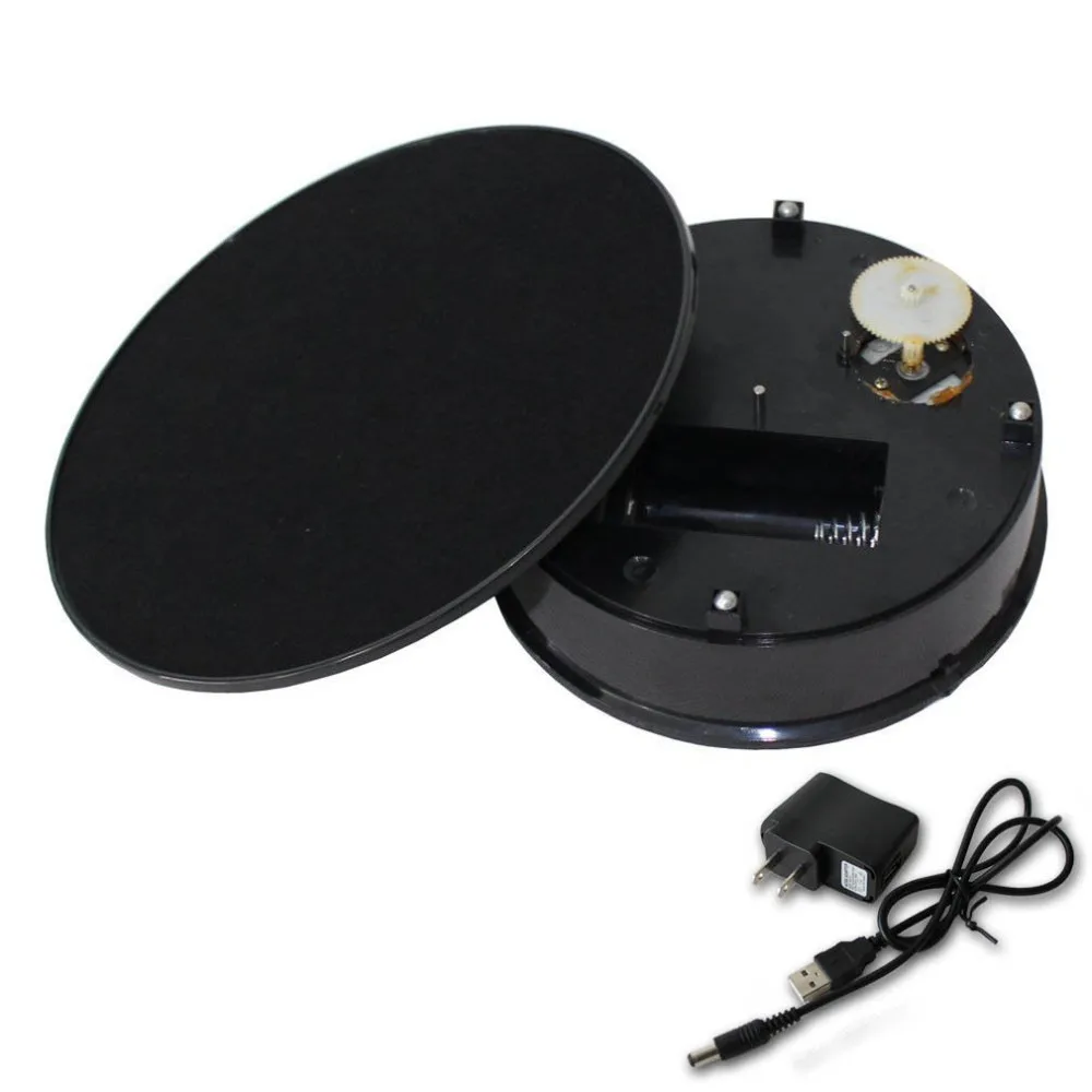 Stylish black Velvet Top Electric Motorized Rotary Rotating Display Turntable for jewelry display stand