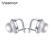 100% 925 Sterling Zilver Zwarte Verjaardag Sunshine Parel Oorbellen Voor Vrouwen Vrouwelijke Bruiloft Mode Oorbel Originele Sieraden Maken(China)