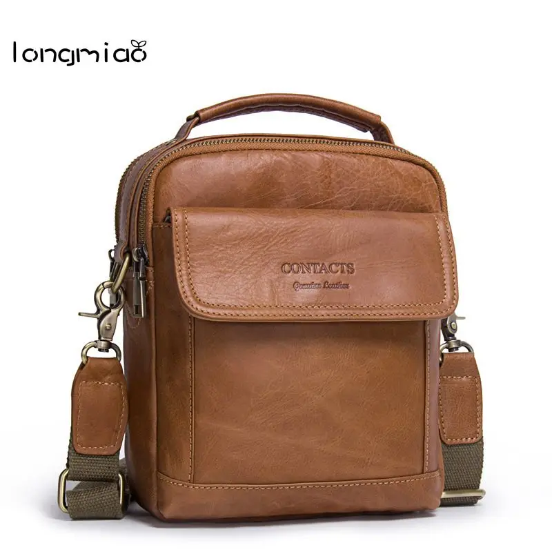 

longmiao 100% Genuine Leather Man Messenger Bags Cowhide Leather Male Bag Casual Men Commercial Briefcase Shoulder Crossbody Bag