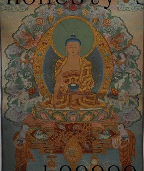 

35"Tibet Silk Embroidery Art Tangka Shakyamuni Medicine buddha statue thangka
