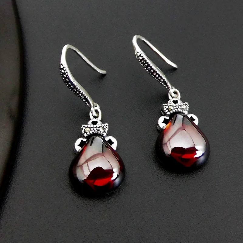 

925 sterling silver Thai garnet earring new ms yellow drop earrings
