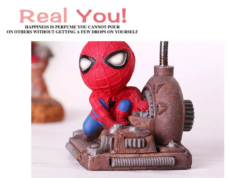 Cartoon Avengers Action Figures Spider Man Night Lamp Resin Children Bedroom LED Night Light for Boy Kids Xmas Creative Gift (7)