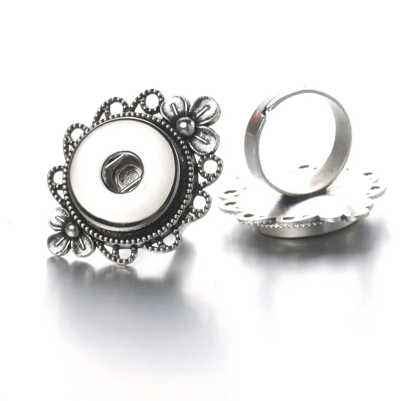 

Flower Snap Ring Jewelry DIY 18mm Adjustable Snaps Button Ring For Women Fitting Boom Life Jewelry 5311