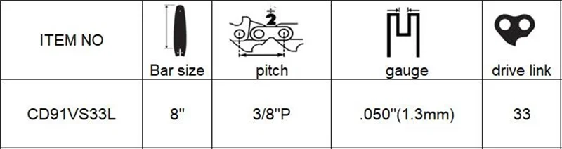 3 шт шнур 8 дюйма 3/8 "lp-. 050 "-33 ссылка увидел цепочками полу долото профессиональная Бензопила Цепная подходит для Бензин бензопилой