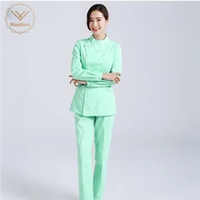 Уход Униформа Красота салон женские короткий рукав пальто+ брюки женские Медсестра Медицинский Костюмы Больничная хирургическая костюмы скрабы