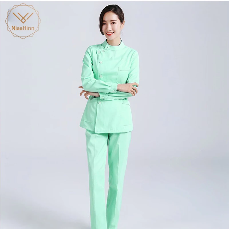 

New Nursing Uniforms Beauty Salon Female Short Sleeve Coat+Pants Womens Nurse Medical Clothing Hospital Surgical Suits Scrubs