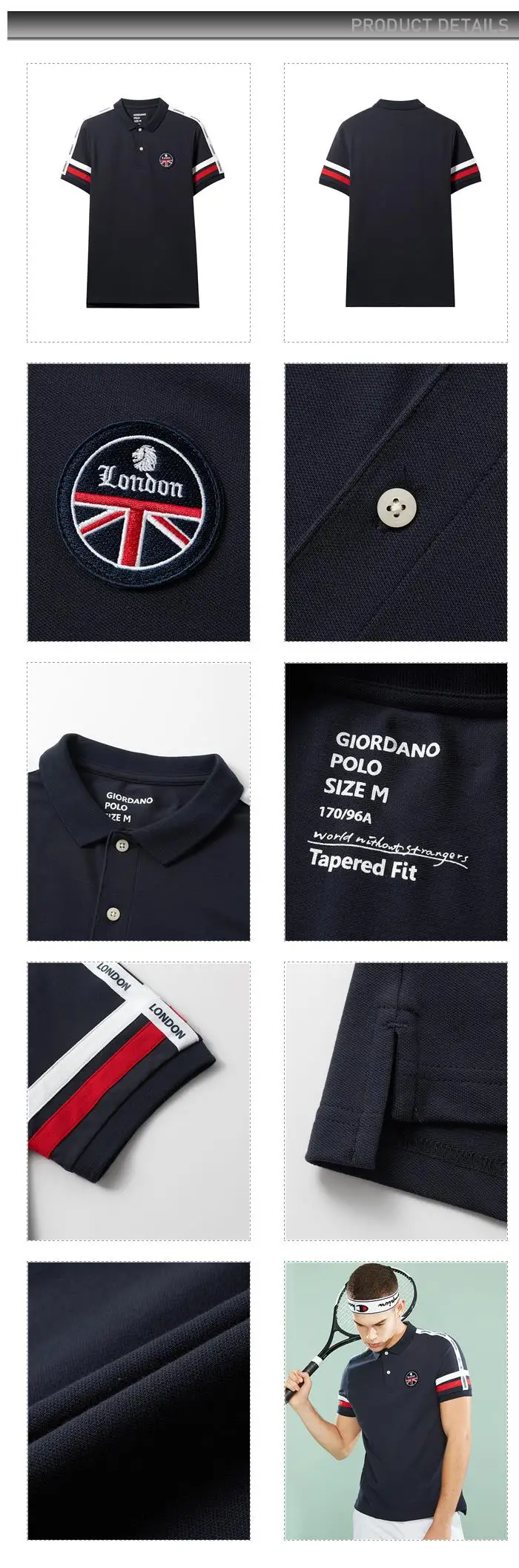giordano tapered fit polo