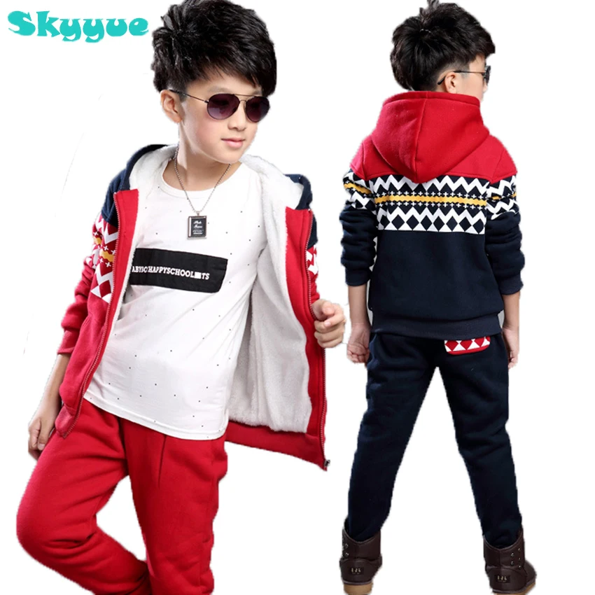 

Boys winter set fashion christmas 4Y-9Y big boys clothes boy velvet warm tracksuit kids winter clothes for boys