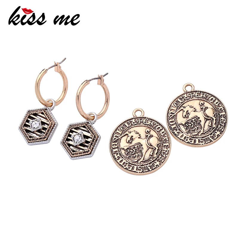 

KISS ME 2 Pairs / Set Earrings Unique Fashion Zinc Alloy Acrylic Vintage Dangle Earrigns Women Accessories