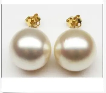

a pair of 10- 11mm south sea round white pearl stud pearl earring 14k