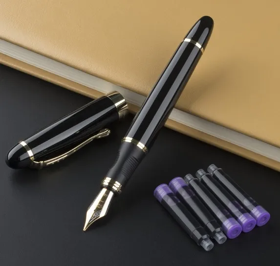 JINHAO X450 черный/золотой 0,7 мм 18KGP широкий наконечник ручка JINHAO 450 бизнес и 5 шт. чернила 15 Выборочные цвета - Цвет: 15