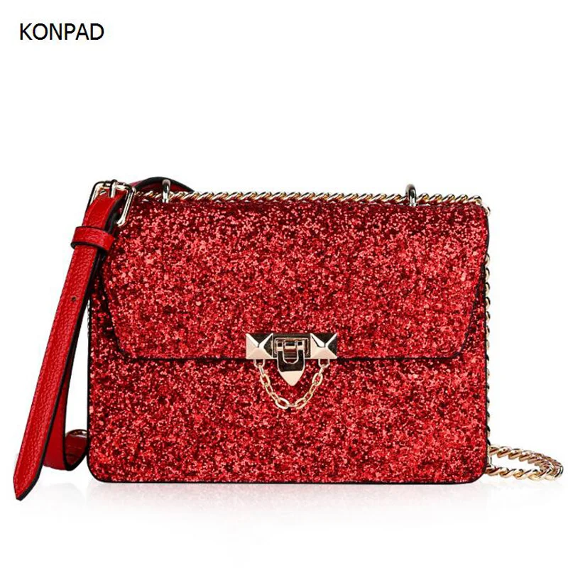 

KONPAD Brand Bags for Women sequins fashion Bags PU Leather Handbags/Shoulder / Messenger bags for Ladies wild style travel bags
