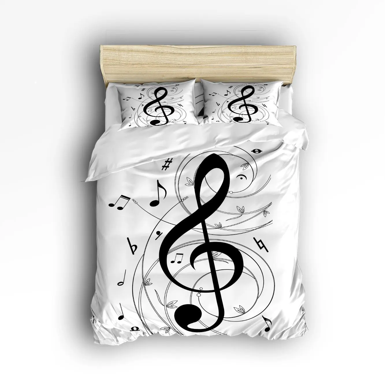 

CHARMHOME Music Notes Printed 3d Bedding Sets 4pcs White Duvet Cover Bed Sheet Pillowcases for Adult Kids Free Shipping