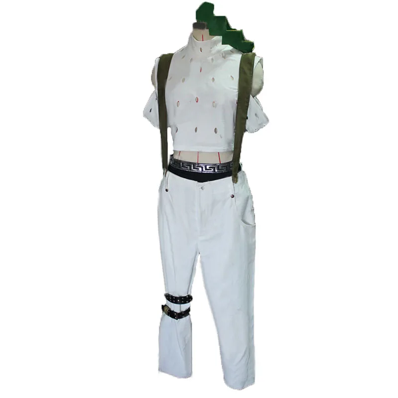 

JoJo's Bizarre Adventure Rohan Kishibe Cosplay Costume white T-shirt with belt and hair accessory