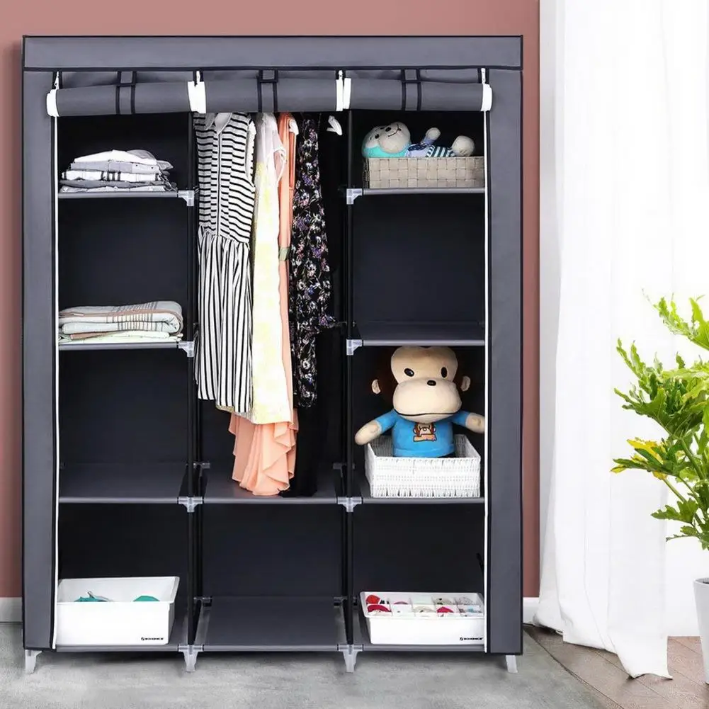 

67 Portable Closet Organizer Wardrobe Storage Organizer With 10 Shelves Quick And Easy To Assemble Extra Space Gray Space-saving