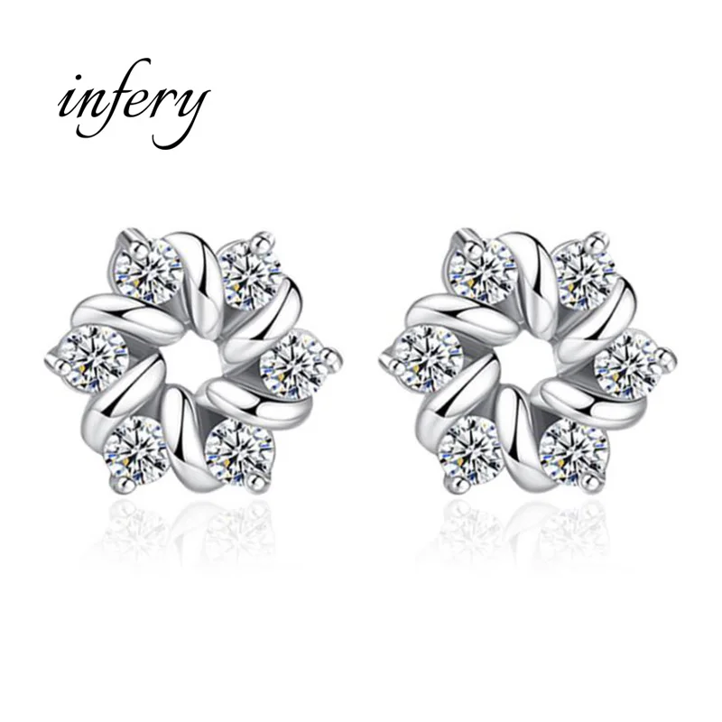 Европейские модные очаровательные серьги 925 Серебряные хрустальные цветочные серьги-гвоздики для женщин ювелирные украшения Brincos 5Y455