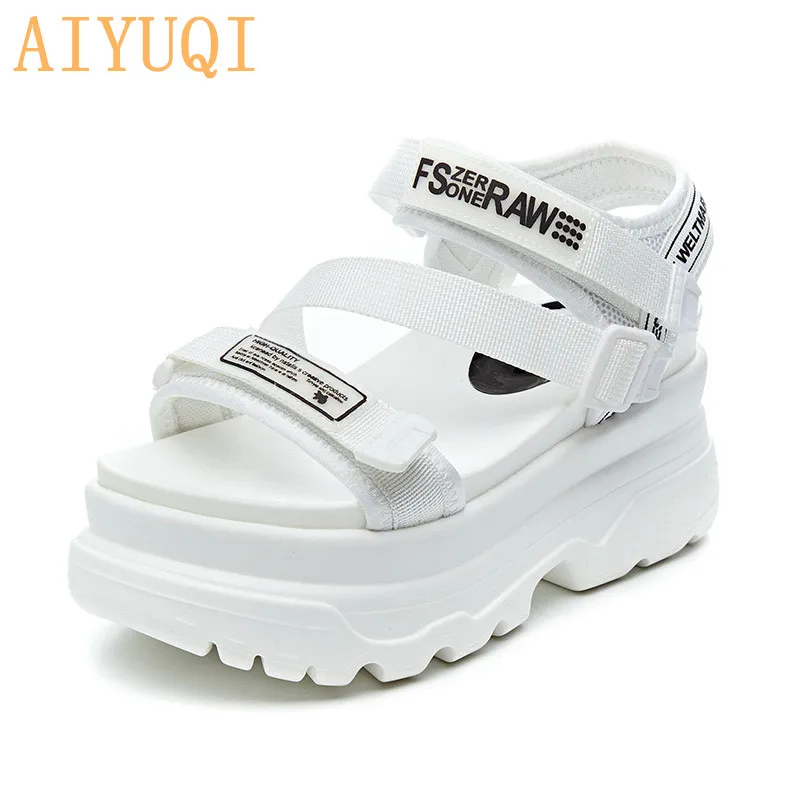 

AIYUQI Platform sandals women 2019 new summer female Sneakers white casual shoes height Increasing student sandals women