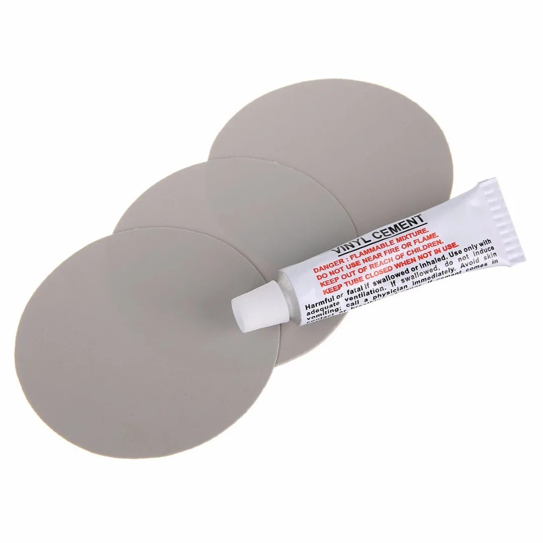 

With Glue 3 Piece Light Grey Circular PVC Puncture Repair Patches For Inflatable Rubber Boat Pools Float Air Bed Dinghies MAYITR