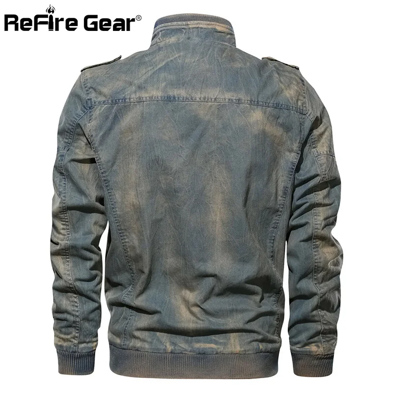 Refire gear Pilot винтажные джинсы, куртка для мужчин, весенняя куртка-бомбер ВВС, военные тактические куртки, повседневные джинсовые мотоциклетные пальто 6XL