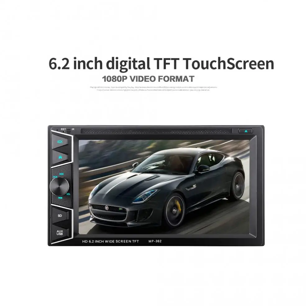 

6.2 Inch 2 DIN Bluetooth HD Touch Screen Car In Dash FM Radio Receiver DVD CD Player + Wireless Remote Control
