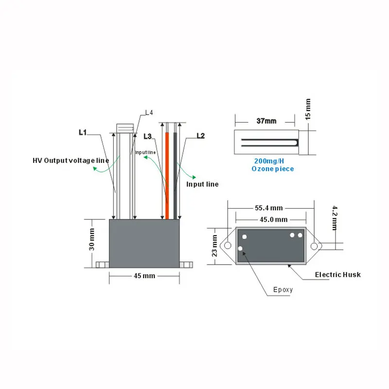 Генератор озона 30/50/100/200 мг 110v 45*23*30 мм специальные внутренние подкладки для озоновый стерилизатор озона очиститель воздуха и воды очистка деталей