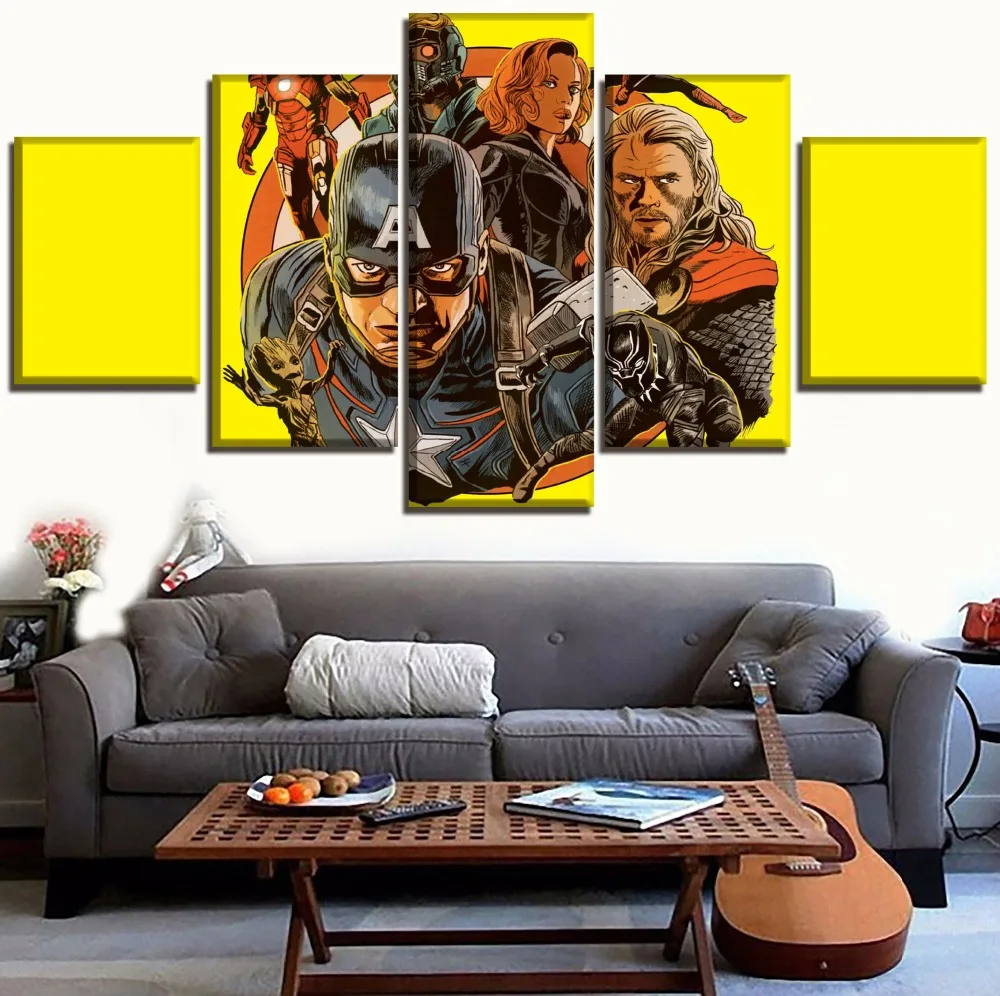 

5 Panels Comic Magazine Movie Avengers Infinity War Poster Modern Wall Art Decorative Canvas HD Prints Painting For Living Room