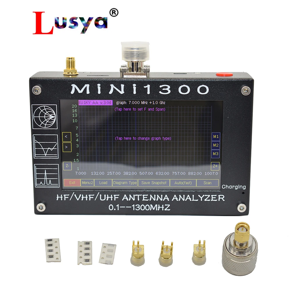 Новое поступление анализатор внутренней батареи Mini1300 TFT LCD 0 1 1300 МГц HF VHF UHF ANT