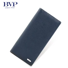BVP – Brand High End Genuine Cow leather Men’s Long Wallets Solid Color with Natual Closure + 10 Slots for Cards J50