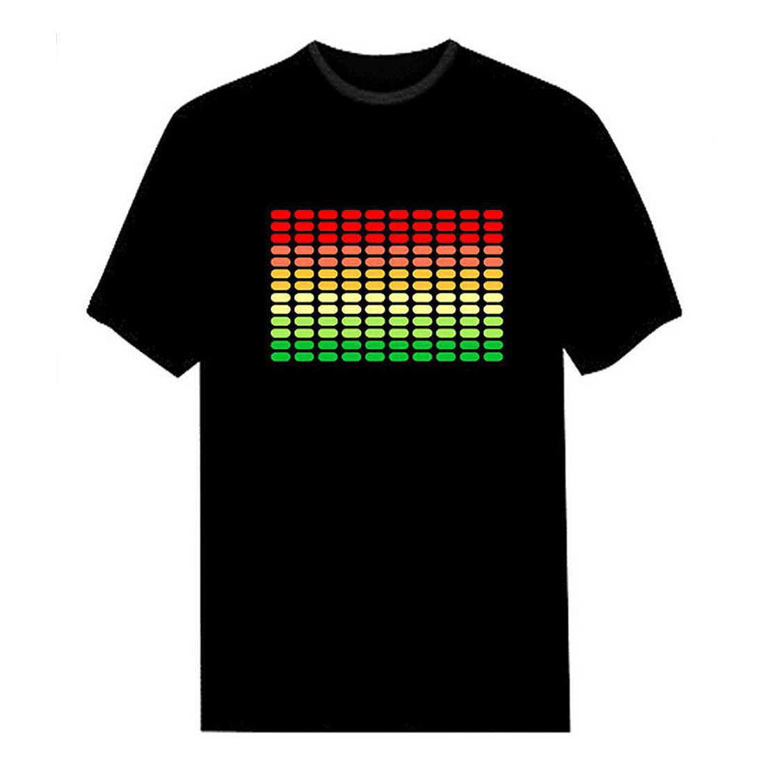 Мужская звуковая активированная светодиодная футболка светильник мигающий рок диско эквалайзер с коротким рукавом светодиодная футболка - Цвет: Black