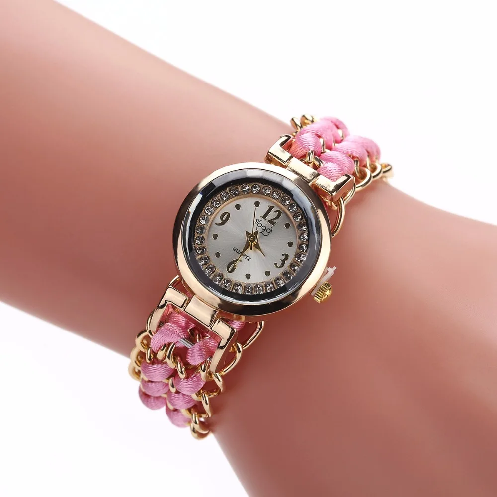MINHIN для женщин браслет ручной работы часы дизайн веревка бисер Вязание регулируемые наручные часы подарок мини циферблат Relogio Feminino