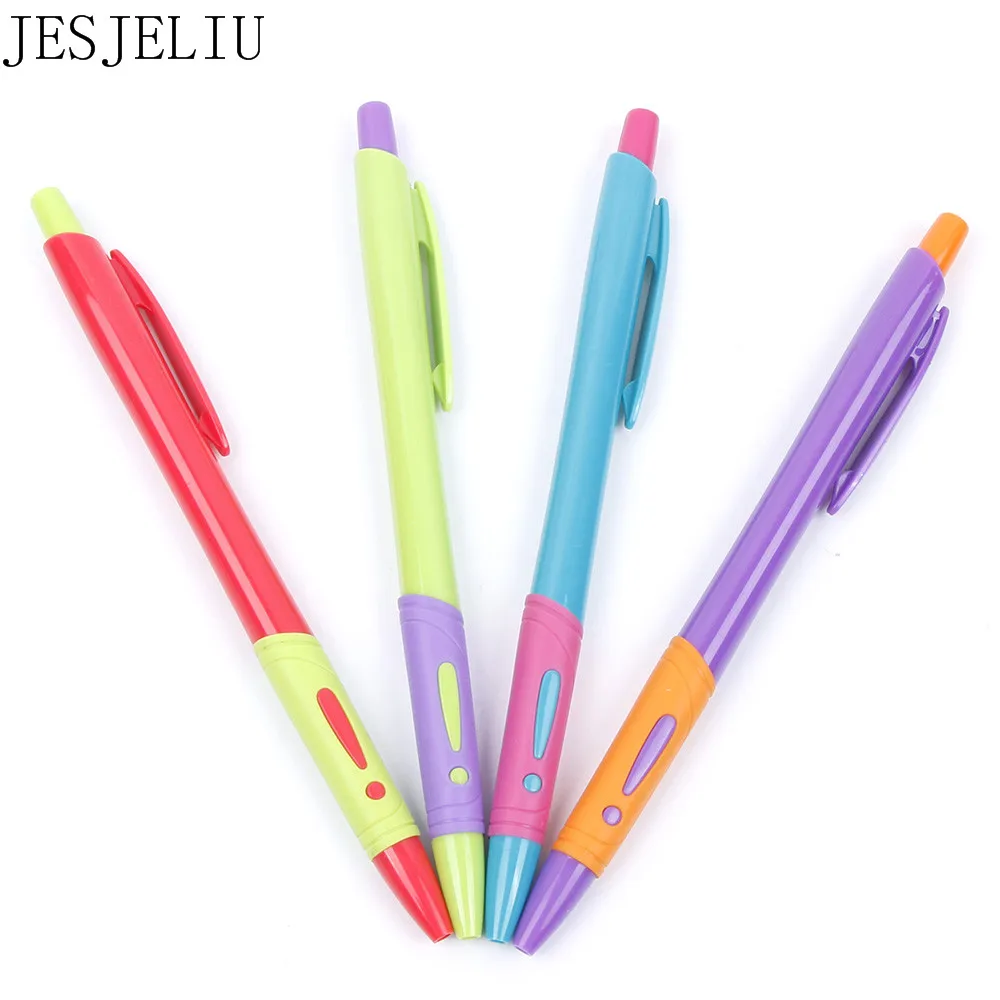 

4 Pcs/Set Plastic Ballpoint Pen Red Black Blue Transparent Ballpoint Pen 0.7mm Promotional Pen school office supply