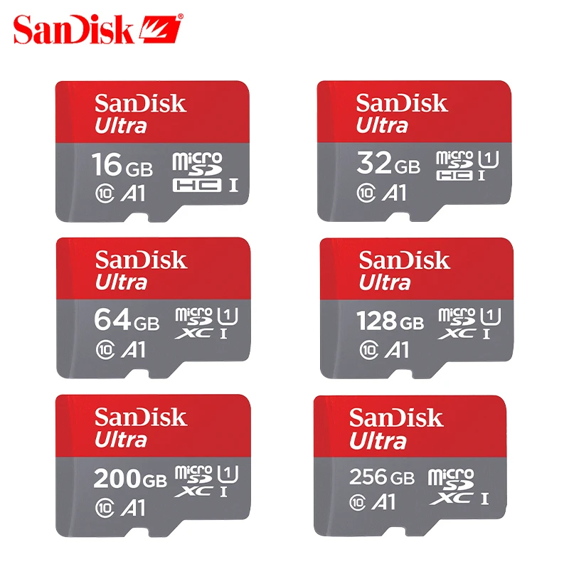 100% SanDisk MicroSD карты Class10 TF карты SDXC 16 GB 32 ГБ, 64 ГБ и 128 ГБ 200 gb 256 gb 100 МБ/с. карты памяти