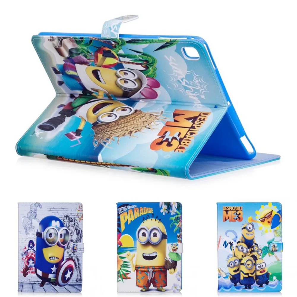 

Fashion Cartoon New Minions Character Leather Stand Case smart Cover For New ipad 9.7 2017 Air 2 ipad pro 9.7
