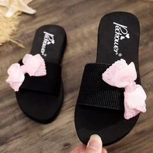 Verano nuevo niño antideslizante encantadora princesa moda playa zapatos pellizcar Sandalias Mujer lazo-Nudo zapatillas mujer desgaste s71
