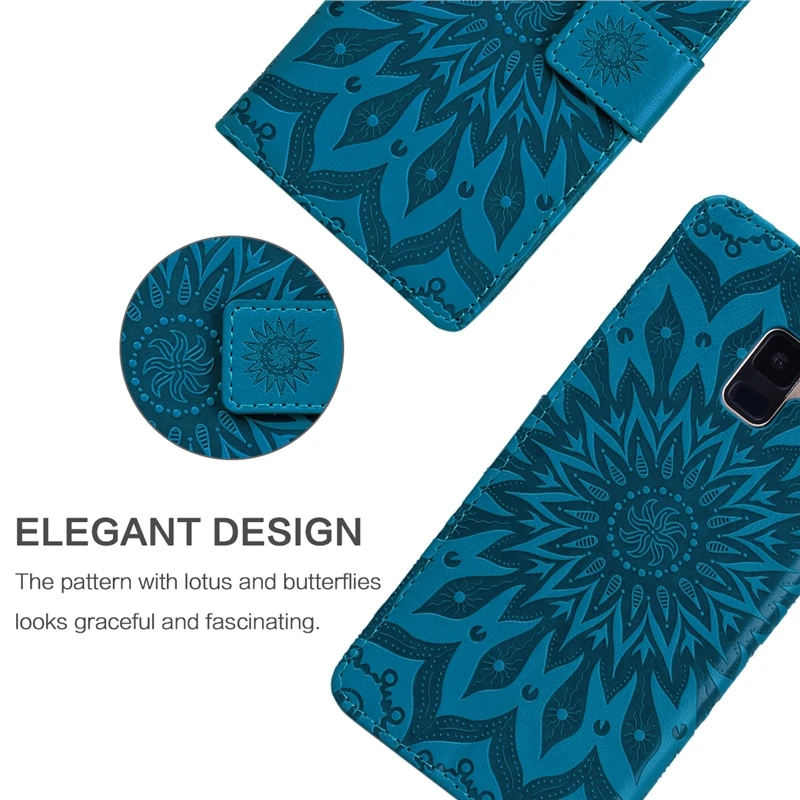 

GrandEver Plain Flip Leather For Samsung Galaxy A7 A8plus 2018 Cover Leather ForLuxury Flower Protection Embossing Lanyard TPU