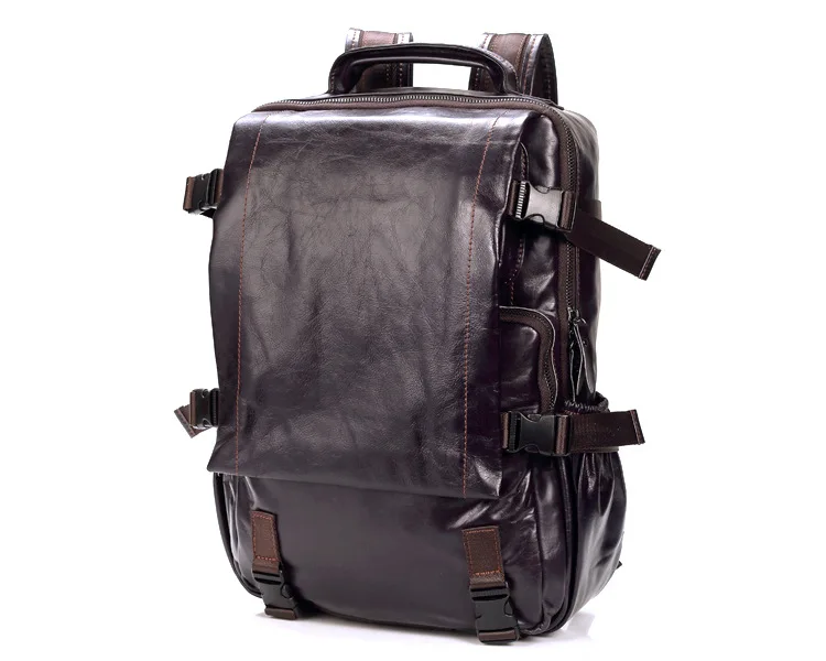 Men genuine leather backpack 12
