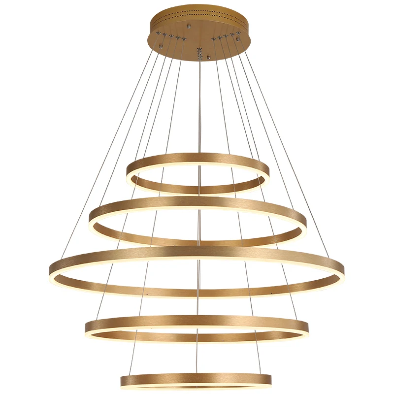 Современный светодиодный подвесной светильник для столовой гостиной lamparas colgantes pendientes круглые кольца Золотая Подвесная лампа с тусклым светом