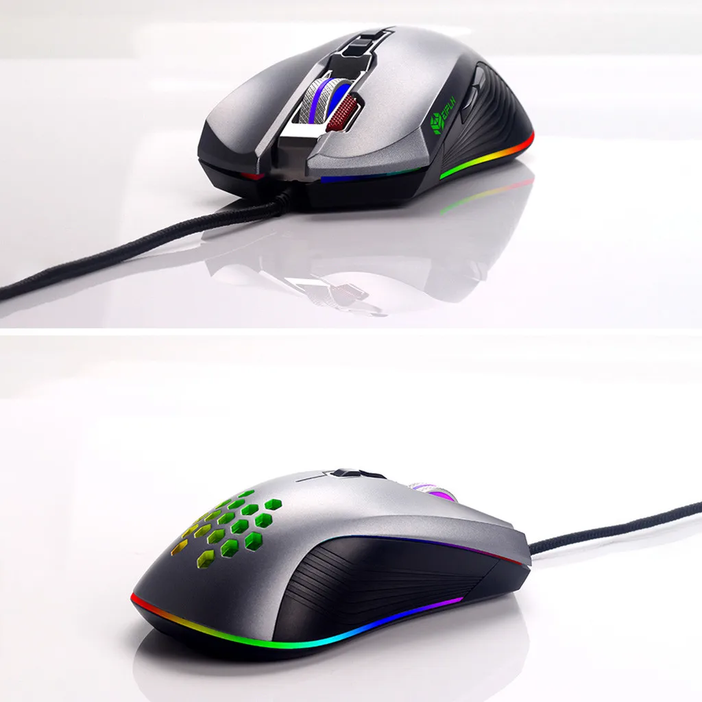 Проводная игровая мышь 8 программируемых клавиш 4800 dpi Регулируемая RGB подсветка оптическая проводная мышь для ПК ноутбук компьютерная игра 513#3