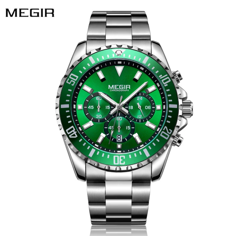 

MEGIR Men's Watch Top Brand Luxury Classic Chronograph Watch Men Stainless Steel Fashion Sport Watch Waterproof Auto Date Clock