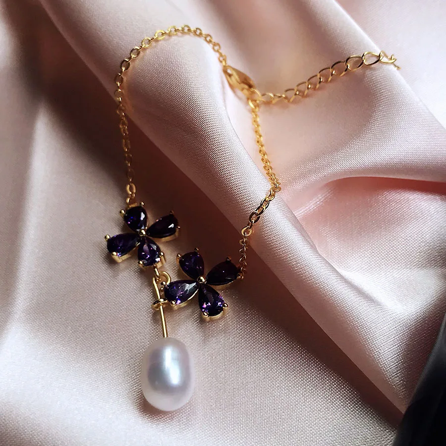 

Clearance Sale ! Fashion Gold Color 925 Sterling Silver Bracelets For Women White Natural Freshwater Pearl Jewelry Bracelet