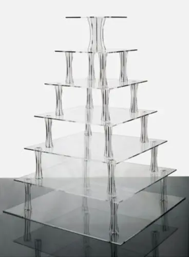 

Details about 7 Tiered Square Acrylic Cake Stand, Stunning! Use 2,3,4,5,6 Or 7 Tiers! Cupcakes