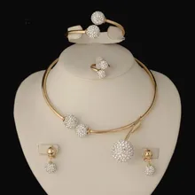 2016 HOT dubai Gold Plated Filled Women Party Jewelry Set Women Wedding Necklace Bracelet Earring Ring African Beads Jewelry Set