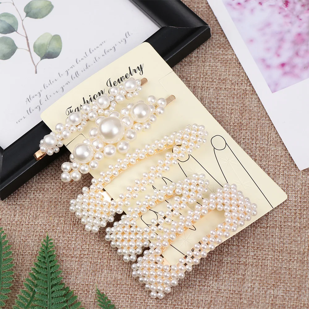 

1 Set Korea Metal Full Pearl Hair Pins Women Hair Clip Pin Barrette Headwear Hairpins Jewelry Accessories Hair Ornament For Girl