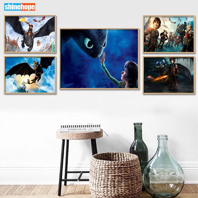 

Custom How to Train Your Dragon Canvas Poster Home Decor Canvas Printing Silk Fabric Print Anime Wall Poster No Frame
