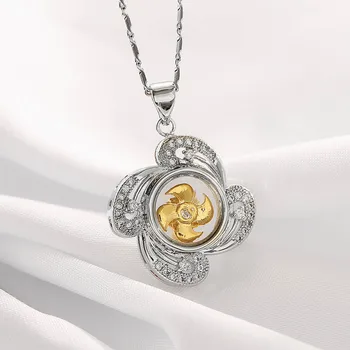 

BeUrSelf Lucky Rotatable Windmill Necklace for Women Zircon Pave Pendant Best Wish Copper Jewelry Fashion Jewelry Lover Gift