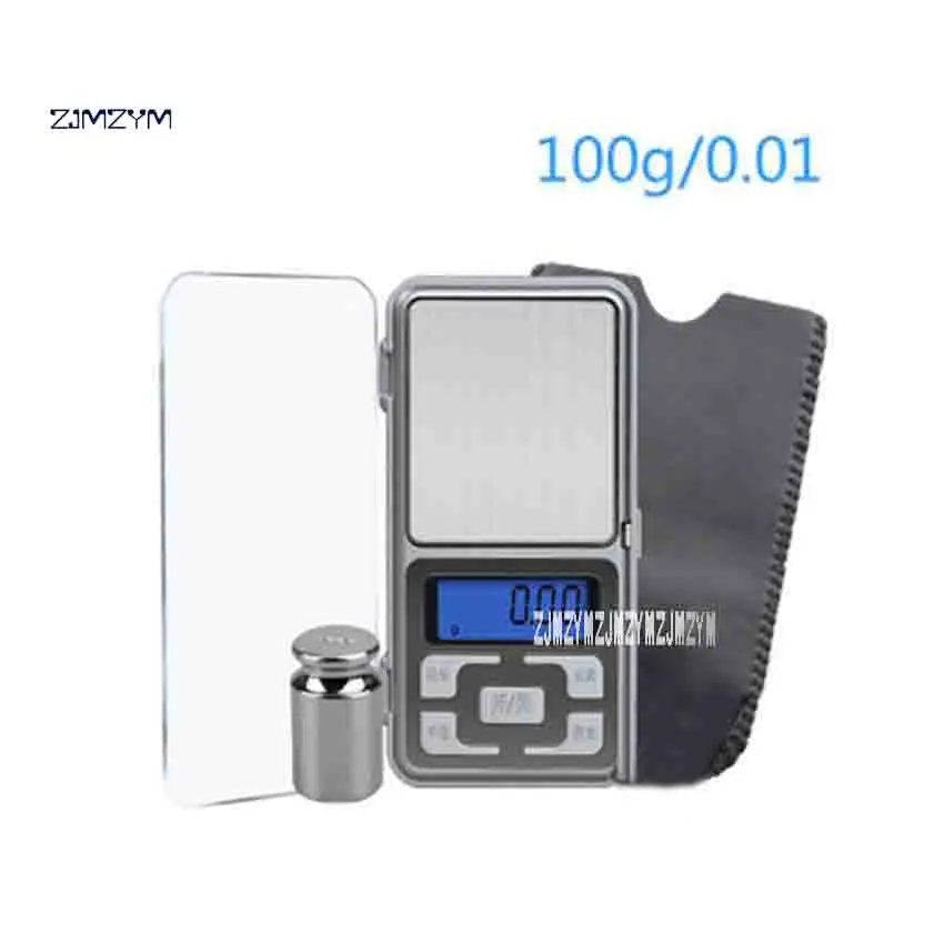 

ZJMZYM New 100g 0.01g MH100g Precision Mini Pocket Electronic Scales Diomand Balance Digital Scale With 100g Calibration Weight